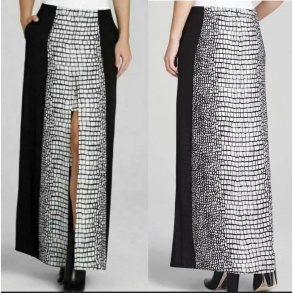 Carmen Marc Valvo Women Black White Mini With Maxi Overlay Combo Skirt Size 6